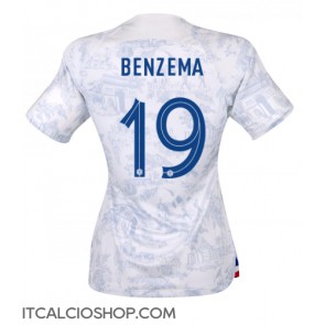 Francia Karim Benzema #19 Seconda Maglia Femmina Mondiali 2022 Manica Corta